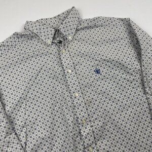 Ariat Western Shirt Men’s 2XL Long Sleeve Geometric Print Button Down Blue Gray